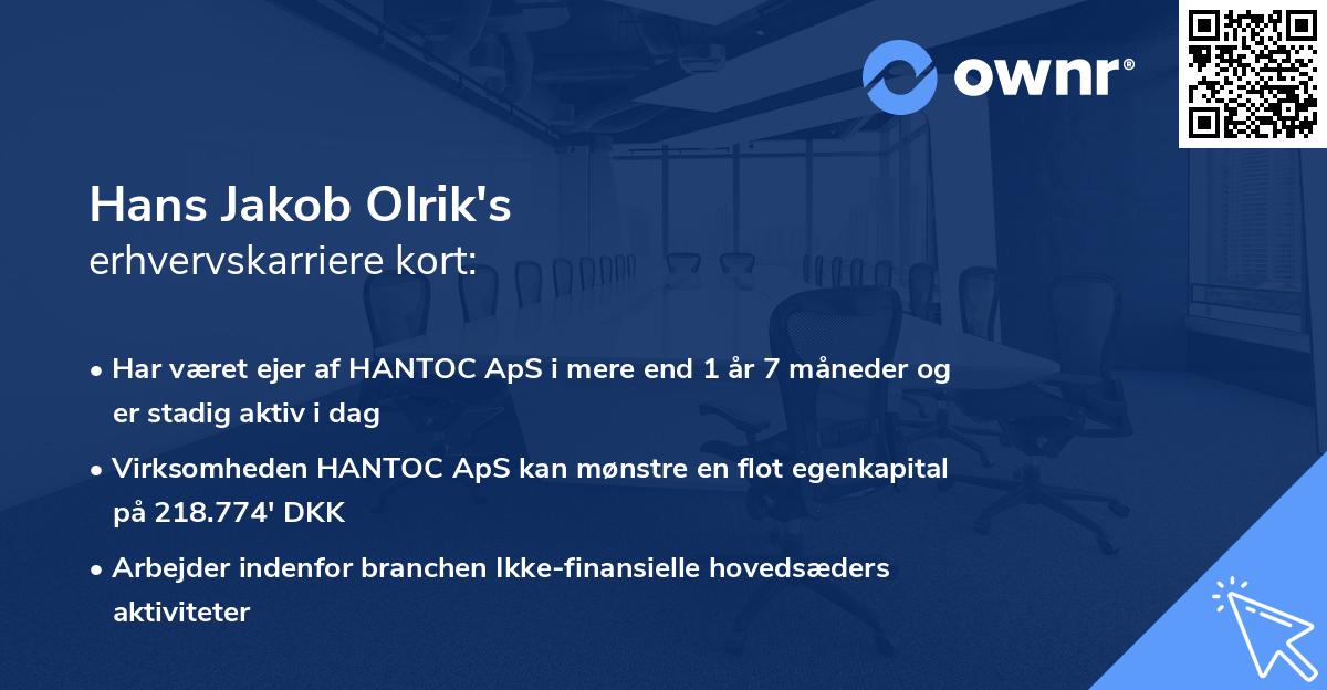 Hans Jakob Olrik's erhvervskarriere kort