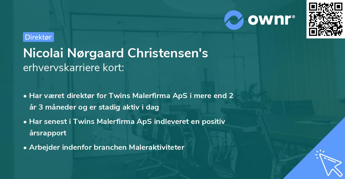 Nicolai Nørgaard Christensen's erhvervskarriere kort