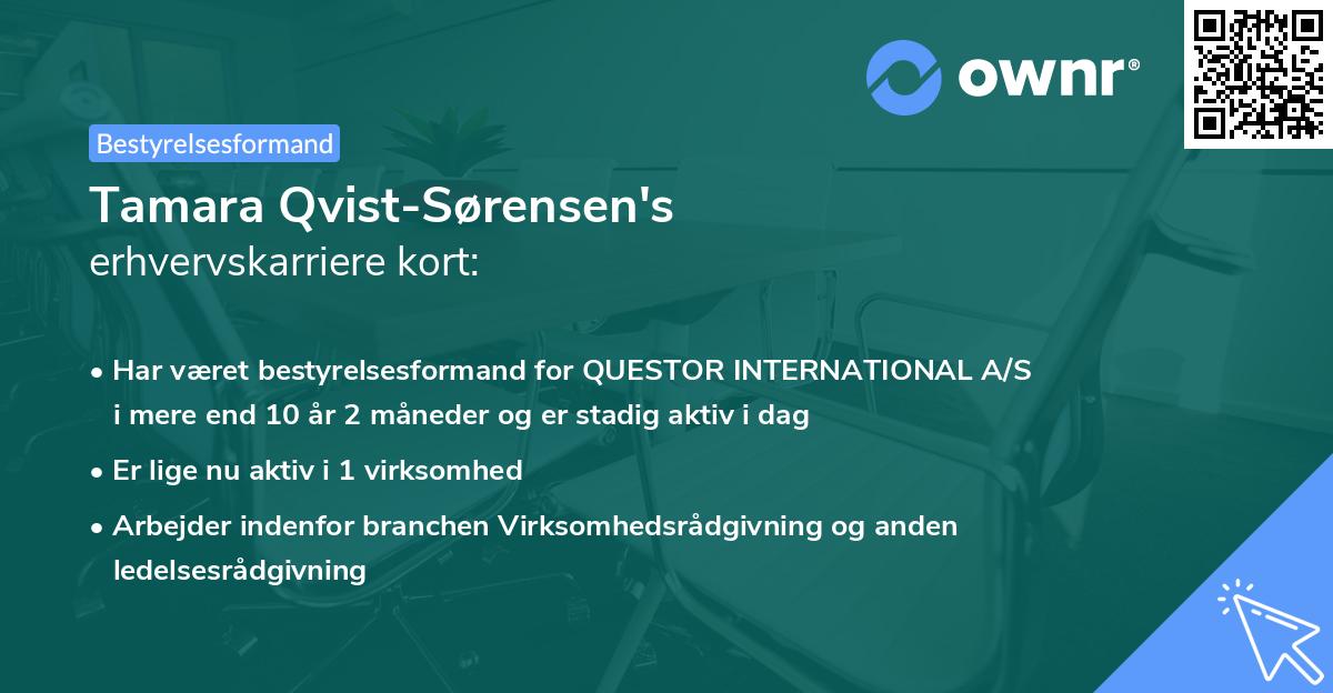 Tamara Qvist-Sørensen's erhvervskarriere kort