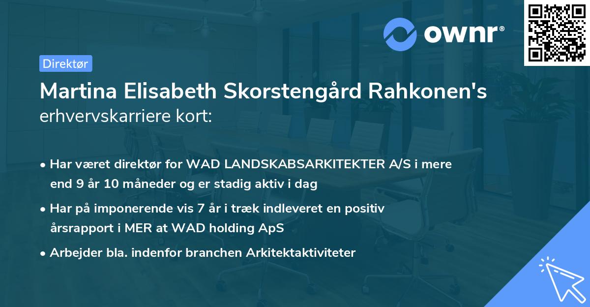 Martina Elisabeth Skorstengård Rahkonen's erhvervskarriere kort