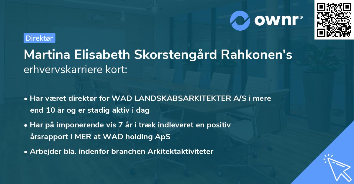 Martina Elisabeth Skorstengård Rahkonen's erhvervskarriere kort