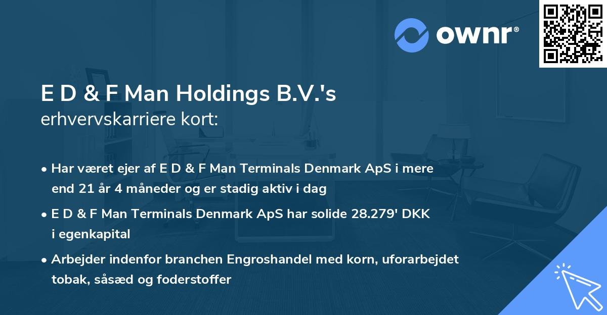 E D & F Man Holdings B.V.'s erhvervskarriere kort