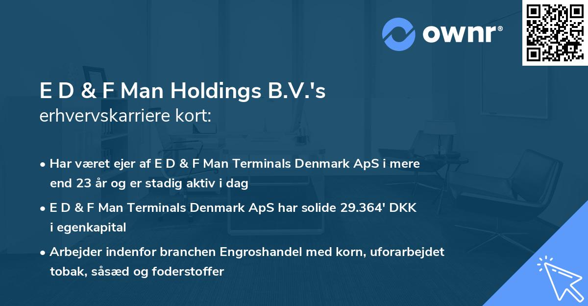 E D & F Man Holdings B.V.'s erhvervskarriere kort