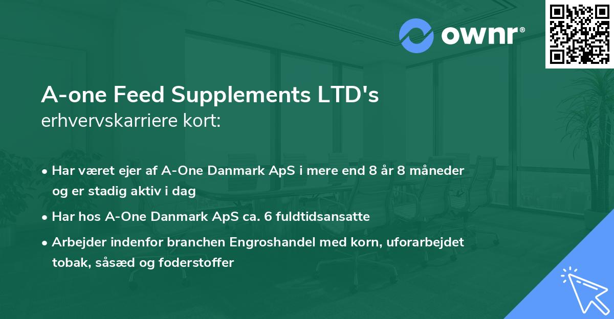 A-one Feed Supplements LTD's erhvervskarriere kort