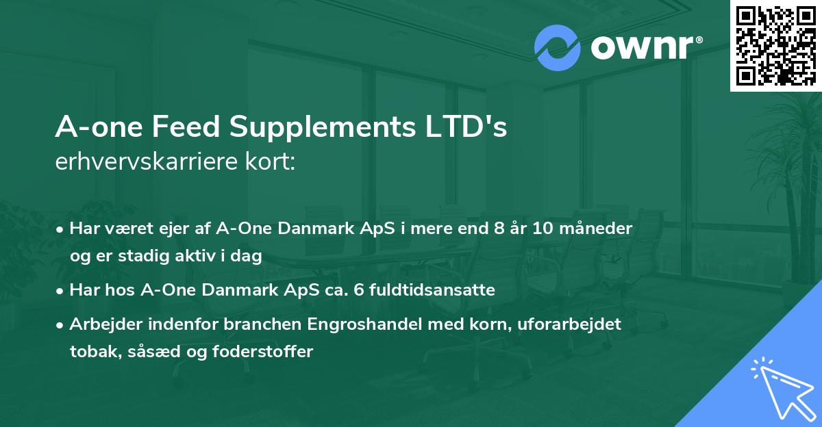 A-one Feed Supplements LTD's erhvervskarriere kort