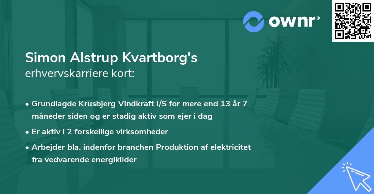 Simon Alstrup Kvartborg's erhvervskarriere kort
