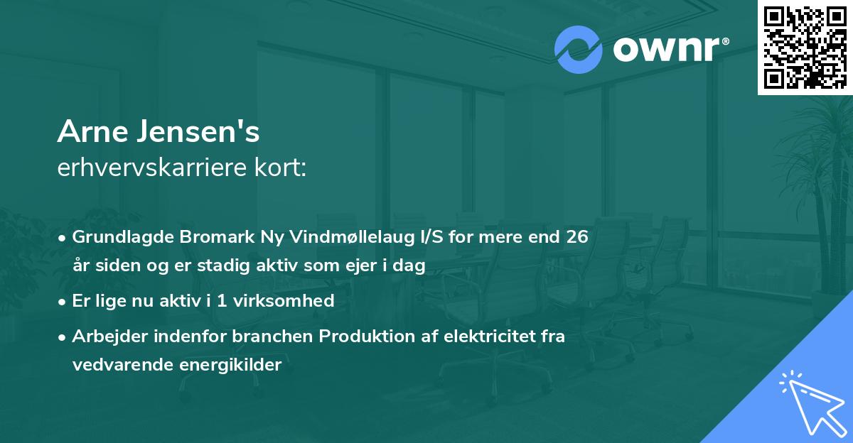 Arne Jensen's erhvervskarriere kort