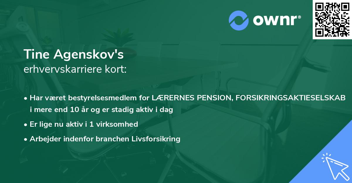 Tine Agenskov's erhvervskarriere kort