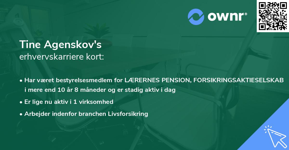 Tine Agenskov's erhvervskarriere kort