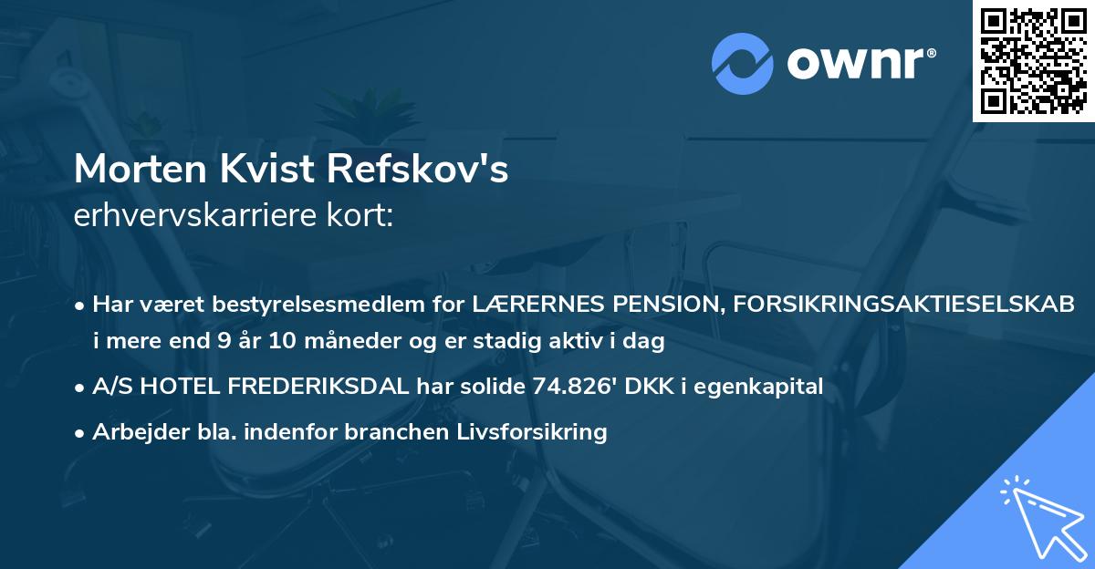 Morten Kvist Refskov's erhvervskarriere kort