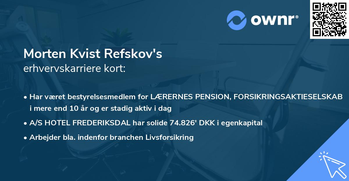 Morten Kvist Refskov's erhvervskarriere kort