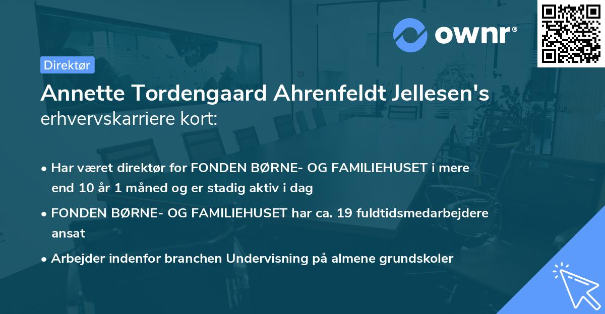 Annette Tordengaard Ahrenfeldt Jellesen's erhvervskarriere kort