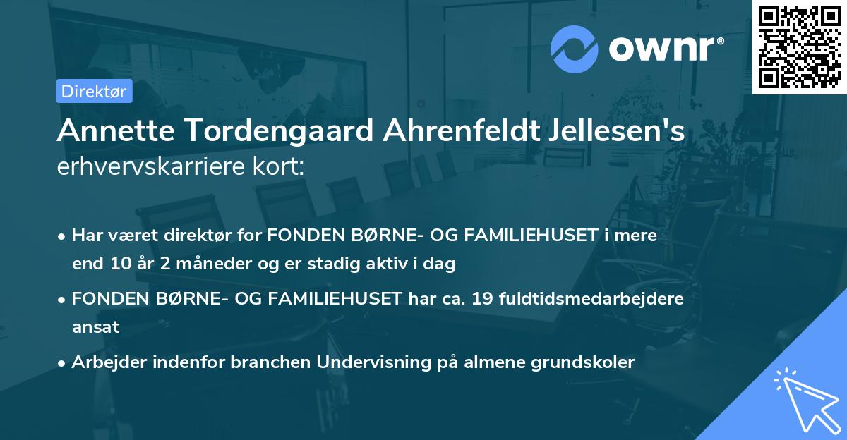 Annette Tordengaard Ahrenfeldt Jellesen's erhvervskarriere kort