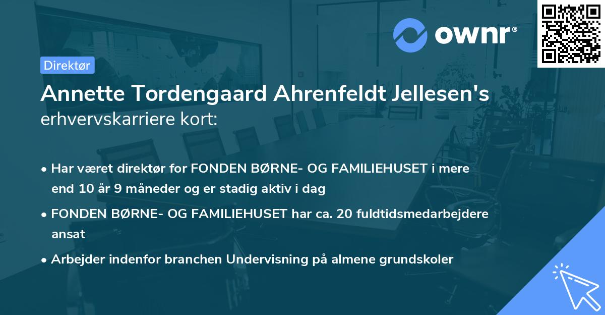 Annette Tordengaard Ahrenfeldt Jellesen's erhvervskarriere kort
