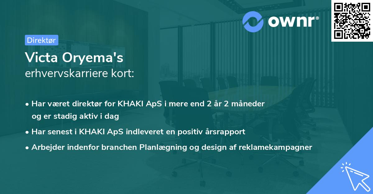 Victa Oryema's erhvervskarriere kort