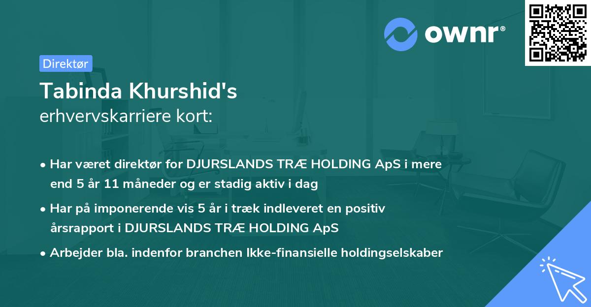 Tabinda Khurshid's erhvervskarriere kort