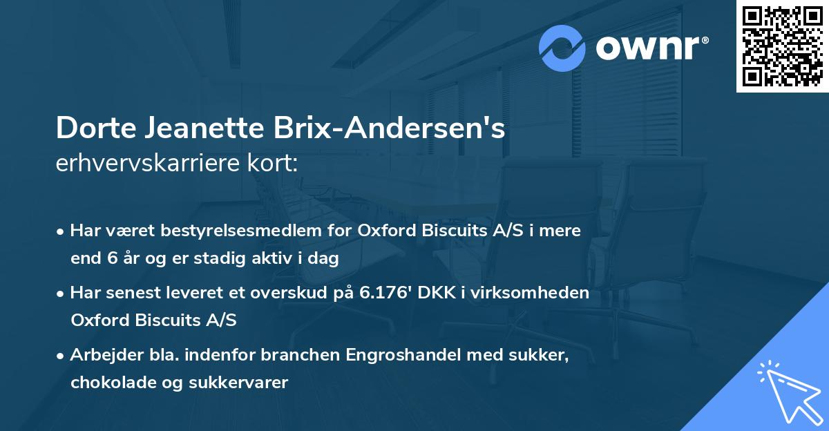 Dorte Jeanette Brix-Andersen's erhvervskarriere kort