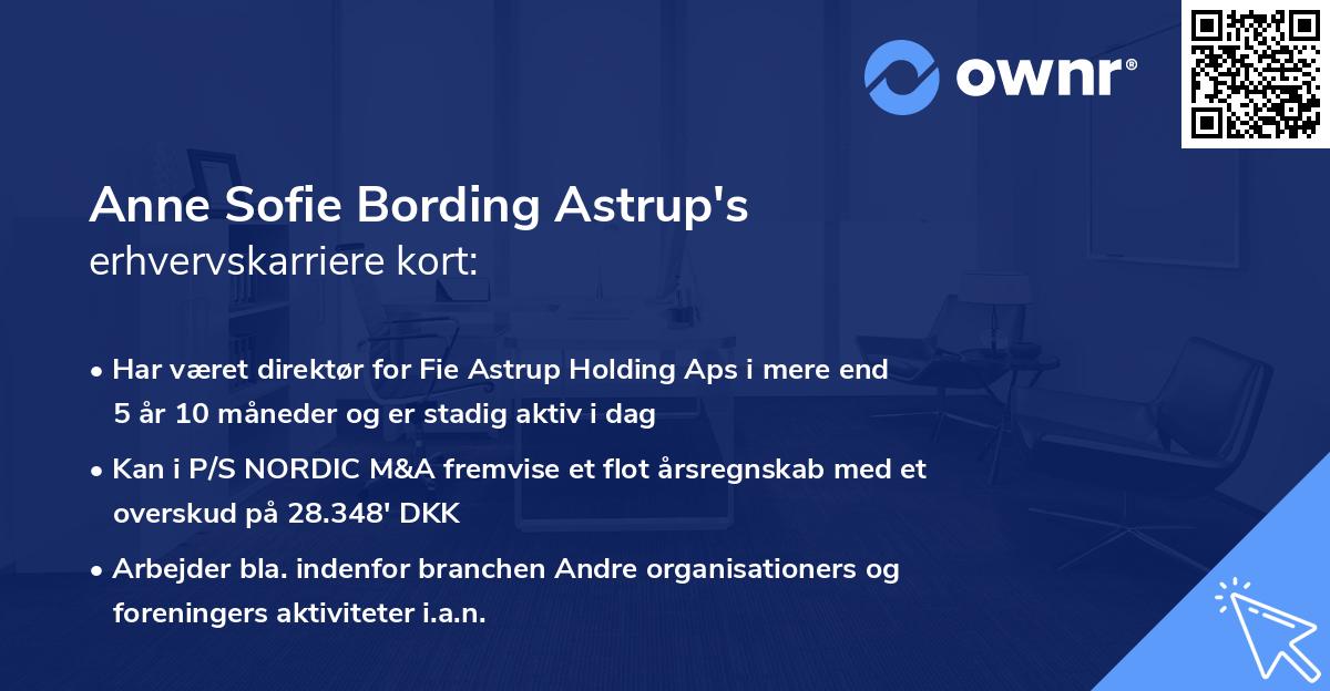 Anne Sofie Bording Astrup's erhvervskarriere kort