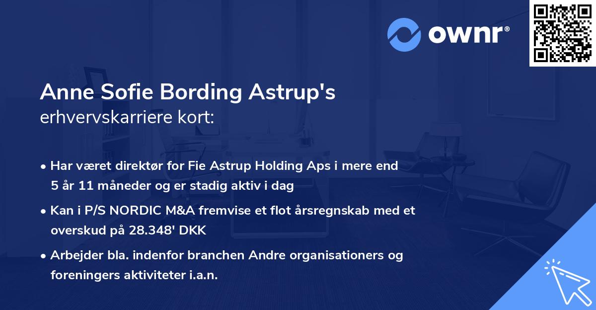 Anne Sofie Bording Astrup's erhvervskarriere kort