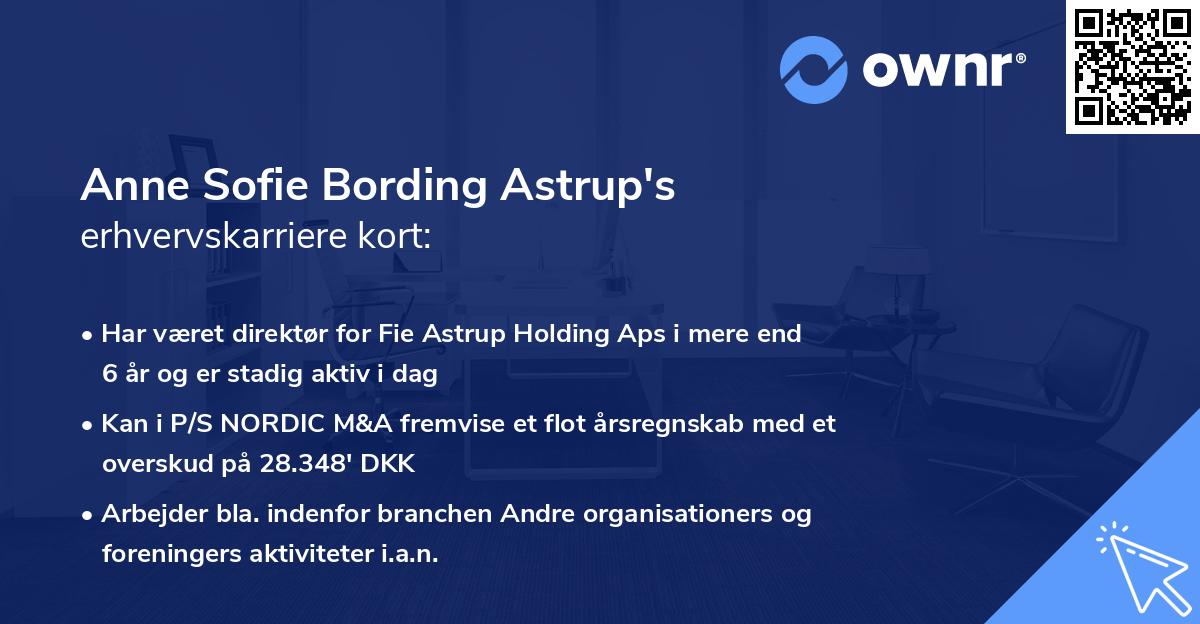 Anne Sofie Bording Astrup's erhvervskarriere kort