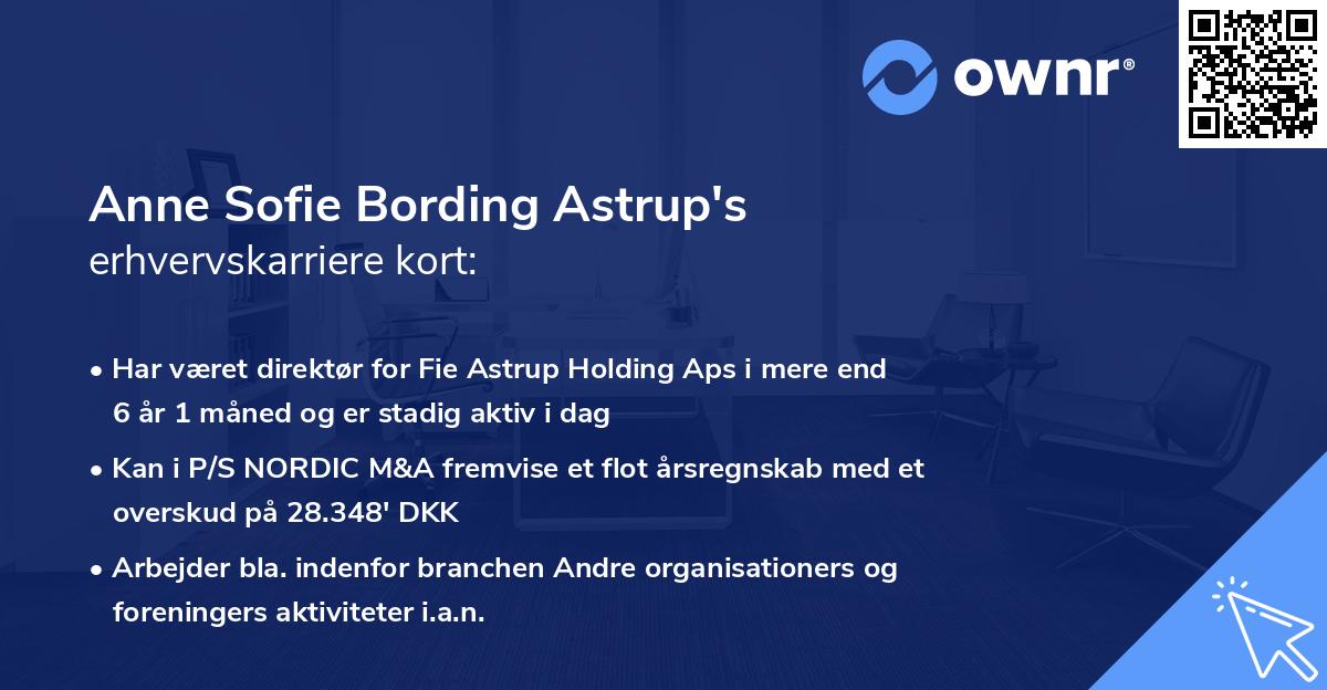 Anne Sofie Bording Astrup's erhvervskarriere kort
