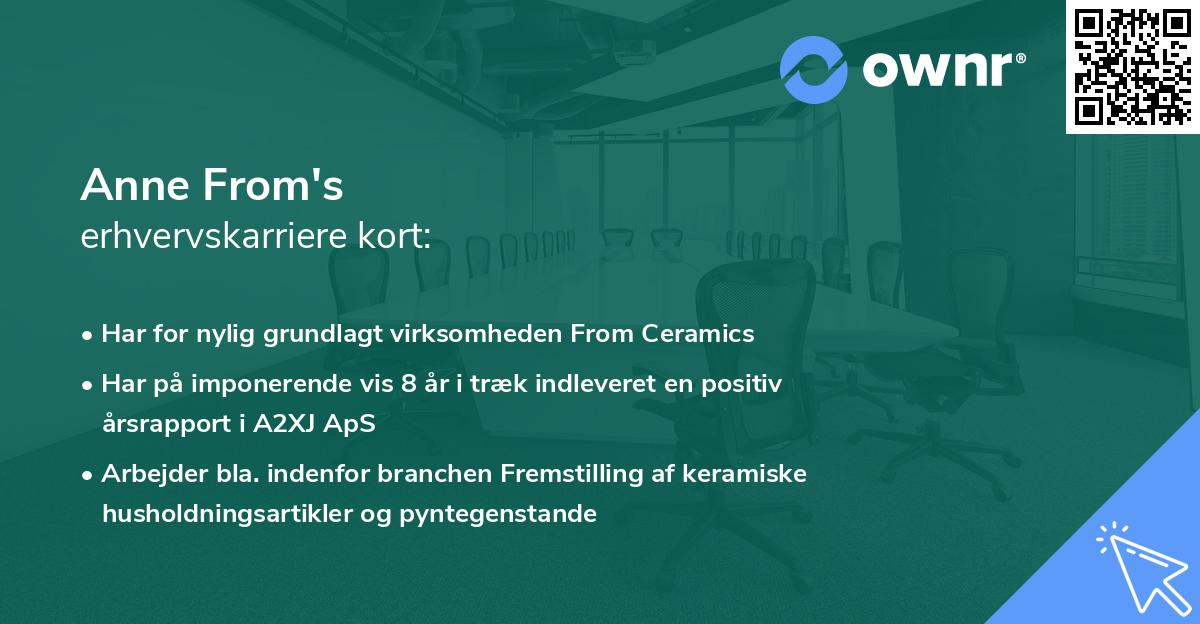 Anne From's erhvervskarriere kort