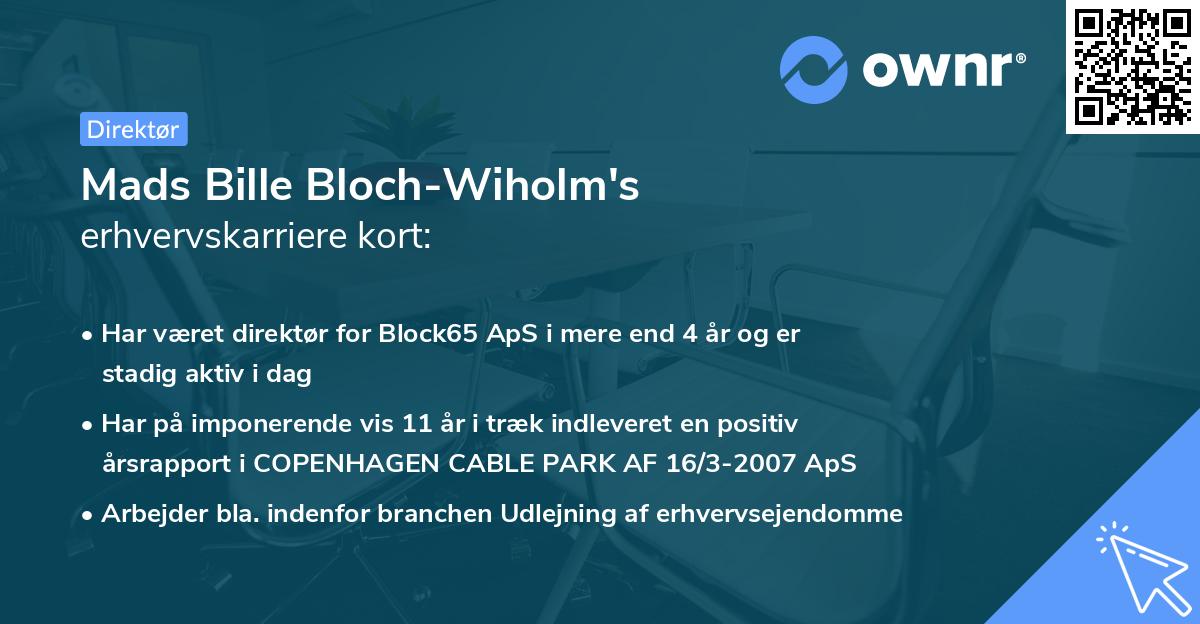 Mads Bille Bloch-Wiholm's erhvervskarriere kort