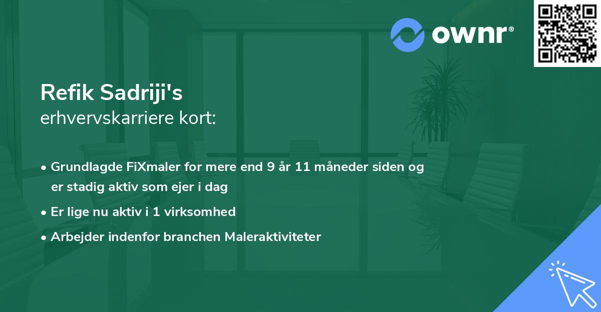 Refik Sadriji's erhvervskarriere kort