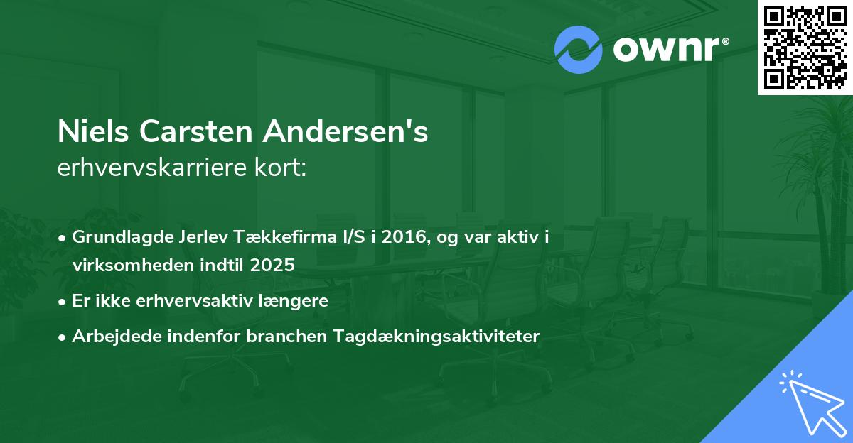 Niels Carsten Andersen's erhvervskarriere kort