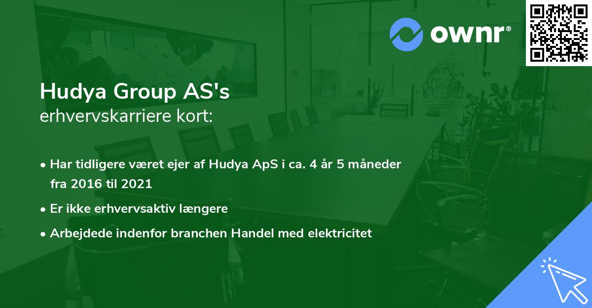 Hudya Group AS's erhvervskarriere kort