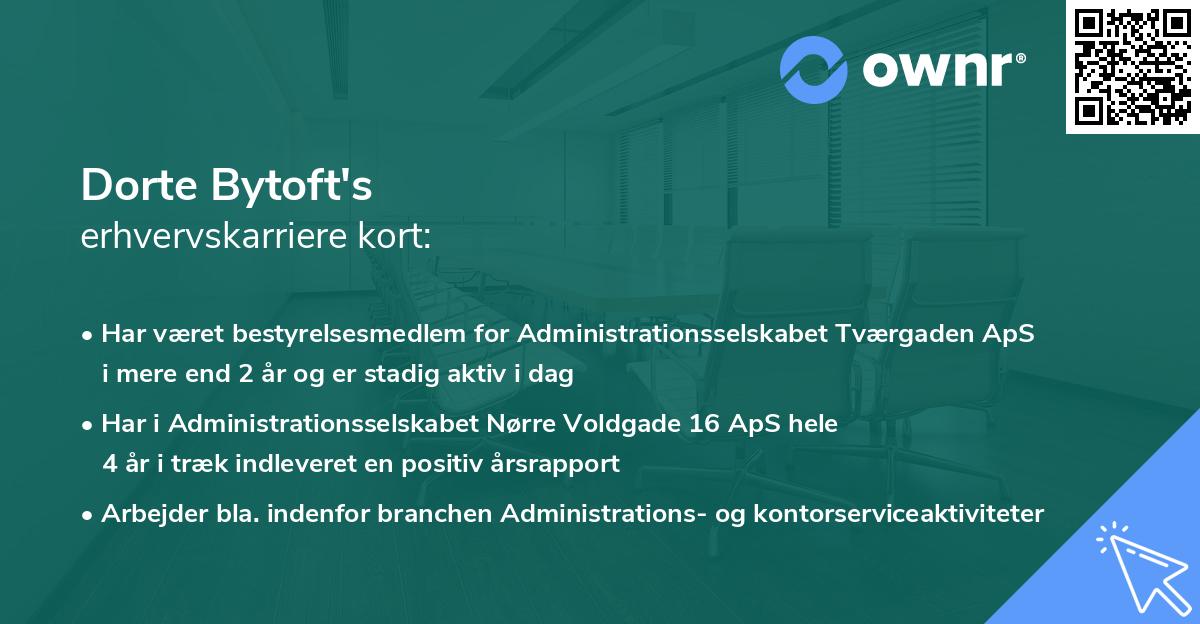Dorte Bytoft's erhvervskarriere kort