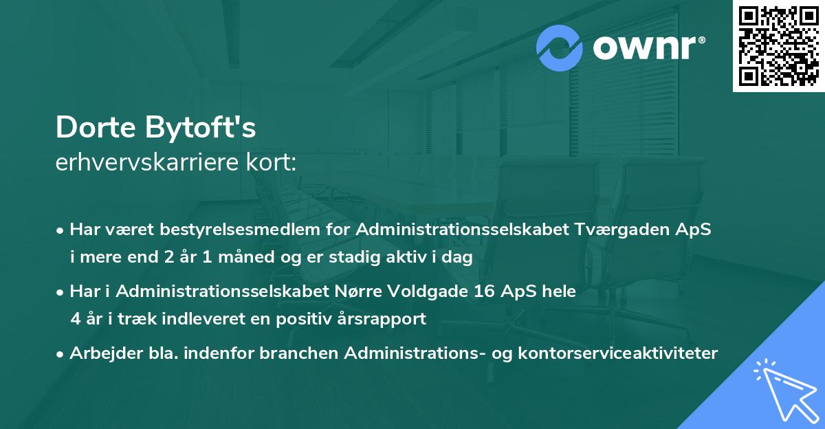 Dorte Bytoft's erhvervskarriere kort