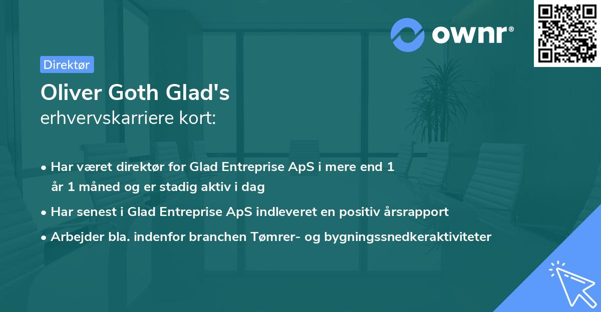 Oliver Goth Glad's erhvervskarriere kort