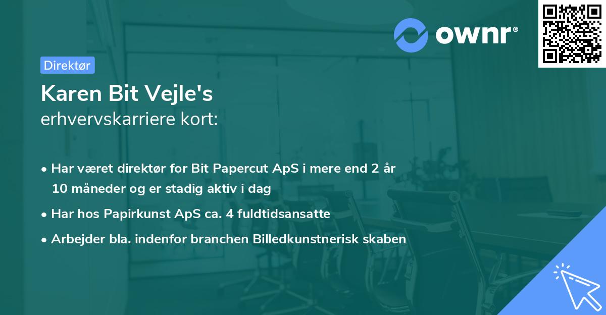 Karen Bit Vejle's erhvervskarriere kort