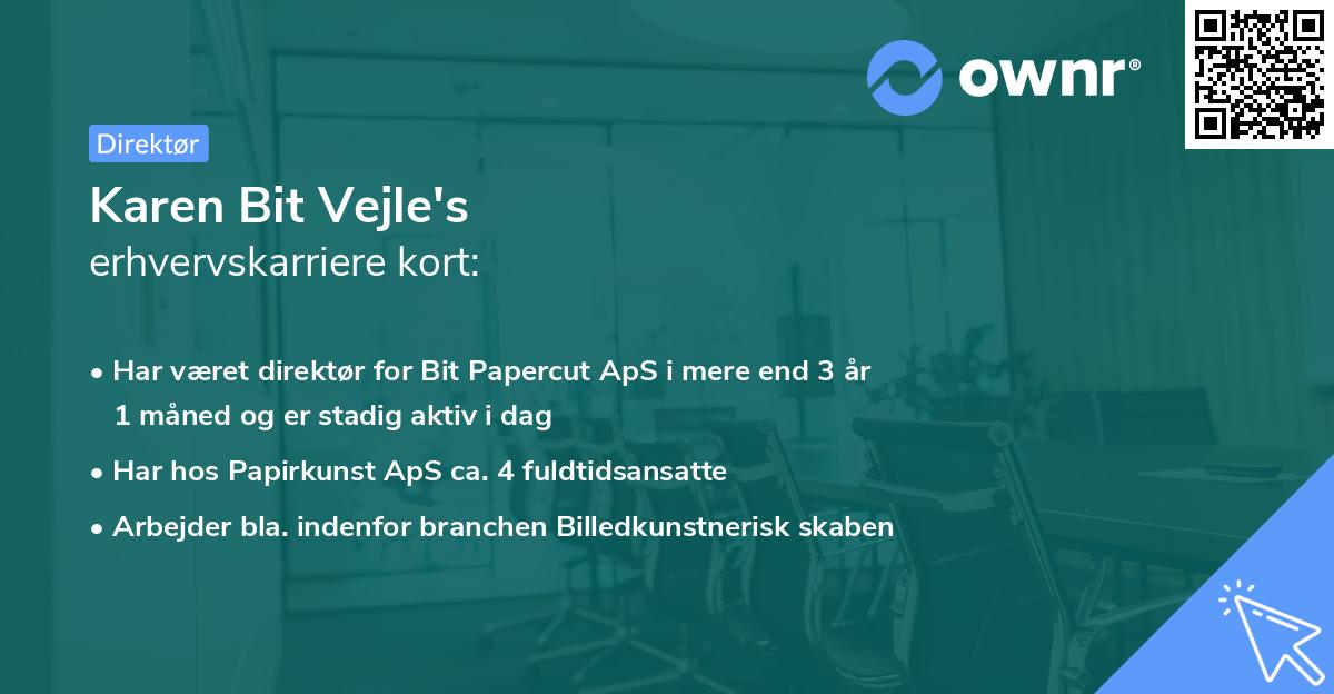 Karen Bit Vejle's erhvervskarriere kort
