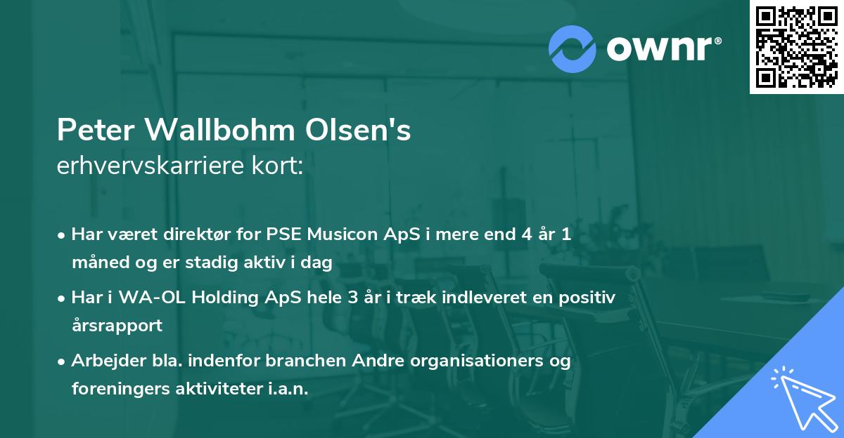 Peter Wallbohm Olsen's erhvervskarriere kort