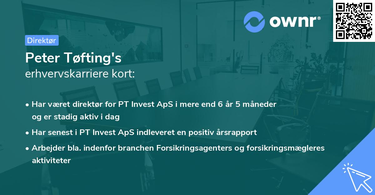 Peter Tøfting's erhvervskarriere kort