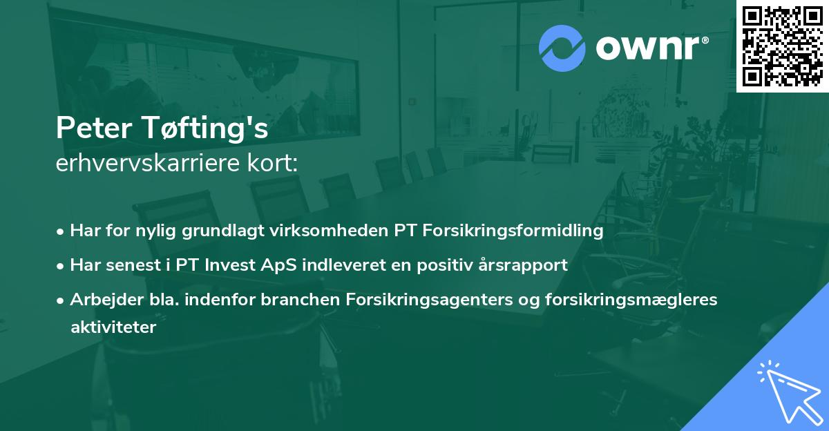 Peter Tøfting's erhvervskarriere kort