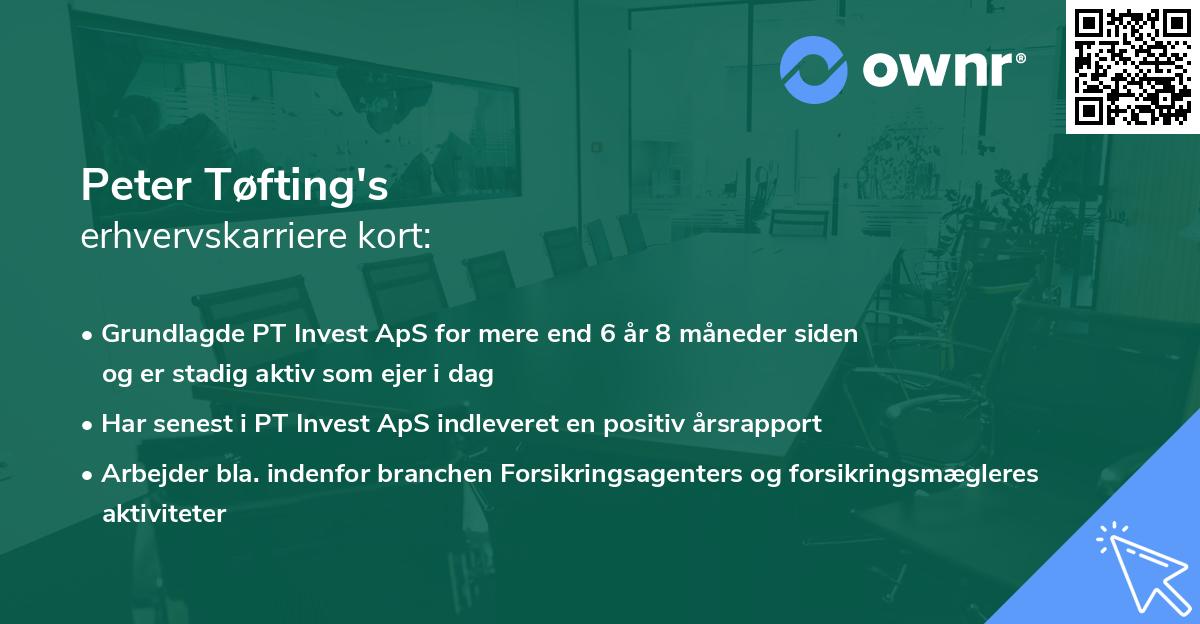 Peter Tøfting's erhvervskarriere kort