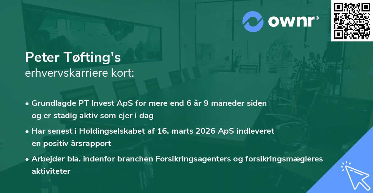 Peter Tøfting's erhvervskarriere kort