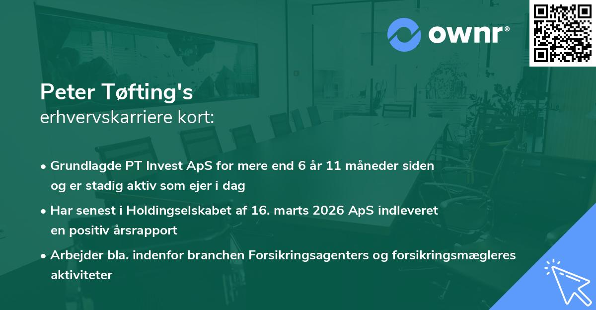 Peter Tøfting's erhvervskarriere kort
