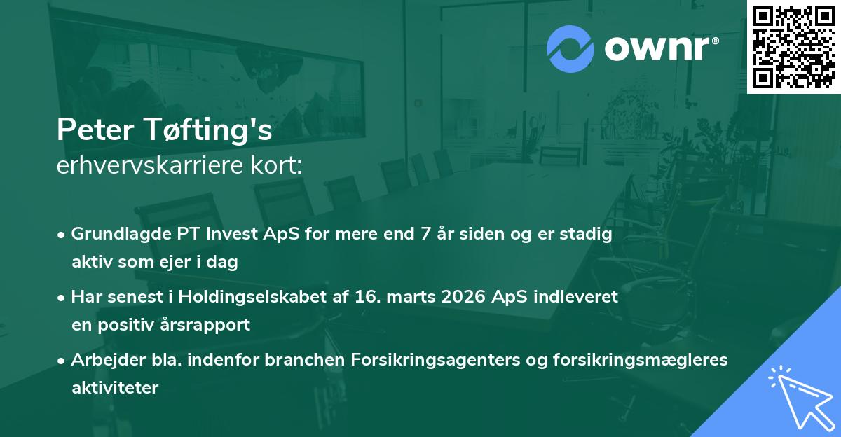 Peter Tøfting's erhvervskarriere kort