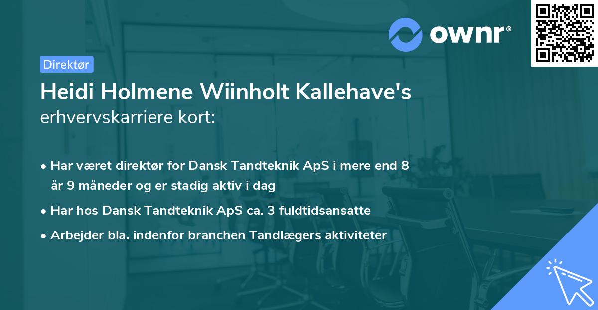 Heidi Holmene Wiinholt Kallehave's erhvervskarriere kort
