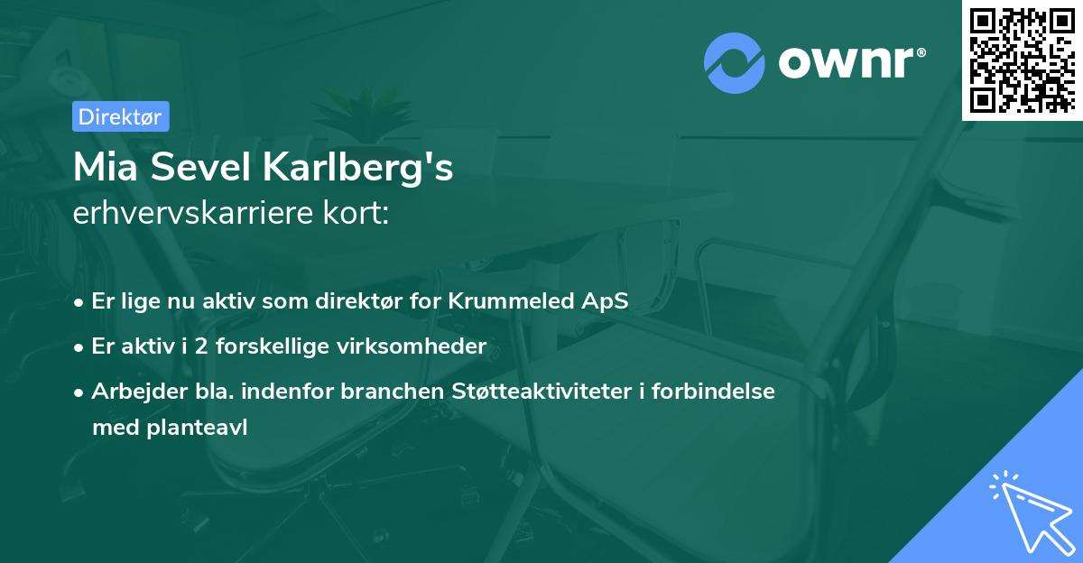 Mia Sevel Karlberg's erhvervskarriere kort