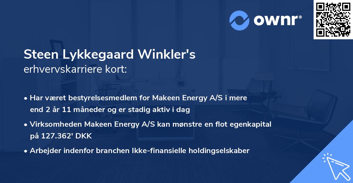 Steen Lykkegaard Winkler's erhvervskarriere kort