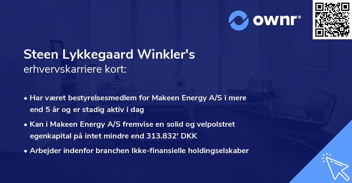 Steen Lykkegaard Winkler's erhvervskarriere kort