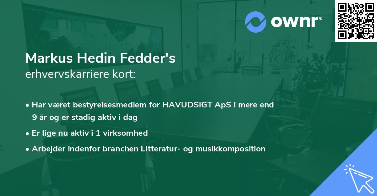 Markus Hedin Fedder's erhvervskarriere kort