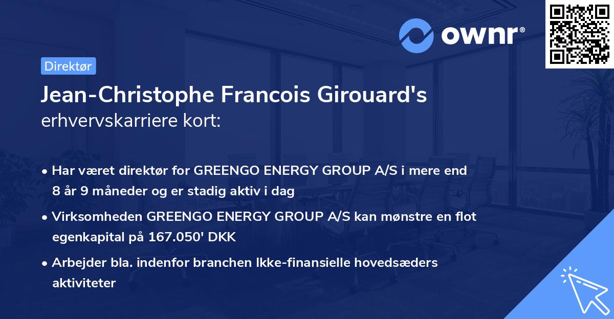 Jean-Christophe Francois Girouard's erhvervskarriere kort