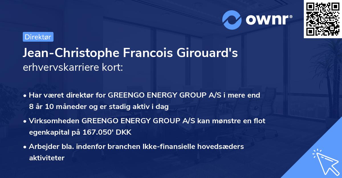 Jean-Christophe Francois Girouard's erhvervskarriere kort