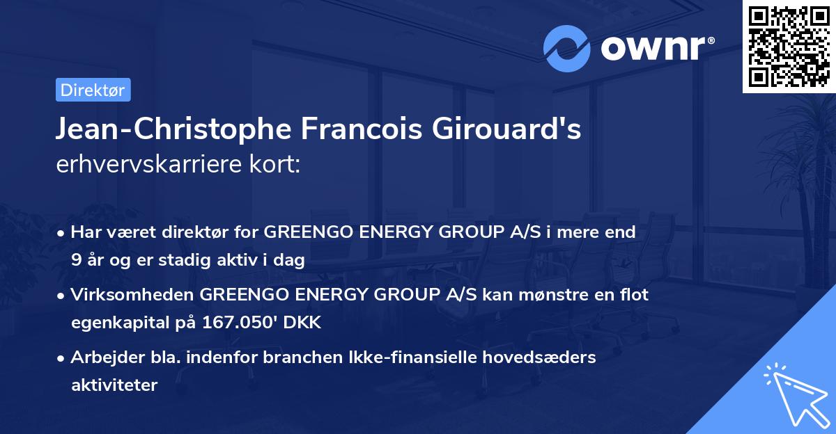 Jean-Christophe Francois Girouard's erhvervskarriere kort